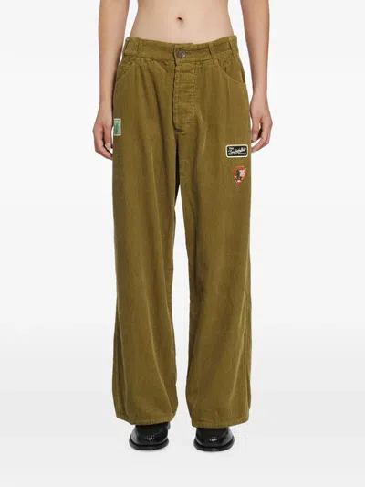 Song For The Mute Baggy Patch-detail Corduroy Trousers In Green