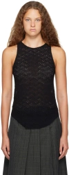 Song For The Mute Womens Black Curved-hem Open-knit Woven Top In Black