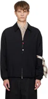 Song For The Mute Black Gabardine Slim Coach Jacket In Black