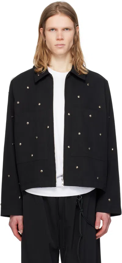 Song For The Mute Black 'metal Bead' Crop Patch Pocket Jacket