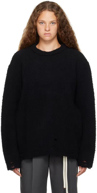 Song For The Mute Black Oversized Sweater In Boucle