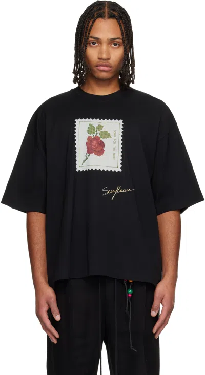 Song For The Mute Rose Stamp Gym T-shirt In Black