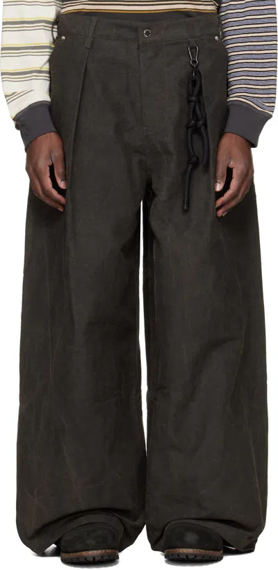 Song For The Mute Superbaggy Cotton Moleskin Wide Leg Pants In Black