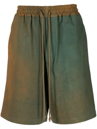Song For The Mute Bleached-effect Drawstring Cotton Shorts In Brown
