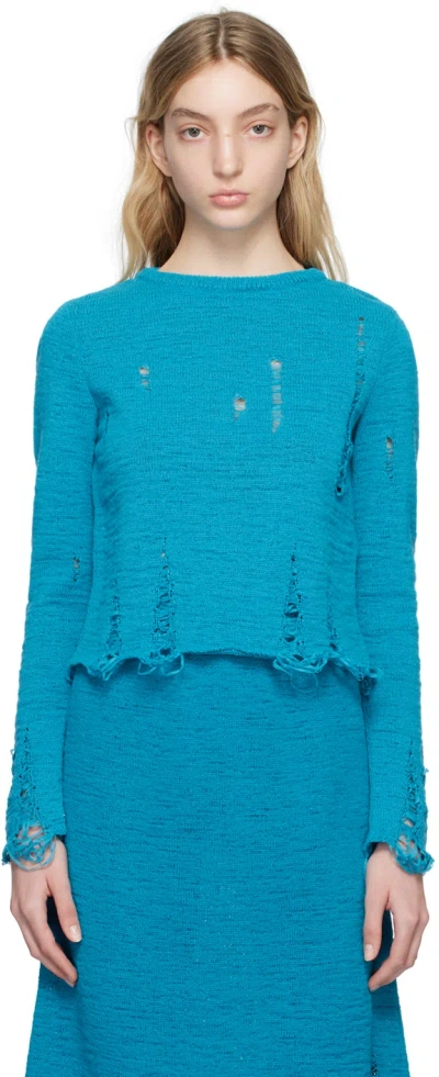 Song For The Mute Blue Distressed Crewneck