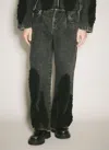 Song For The Mute Frayed-hem Shearling-panel Jeans In Black