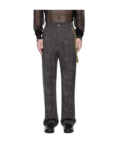 Song For The Mute Broken Flower Casual Pants In Black