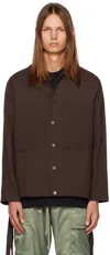 Song For The Mute Logo-patch Button-up Shirt Jacket In Brown