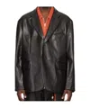 Song For The Mute Brown Square Faux-leather Blazer In Black