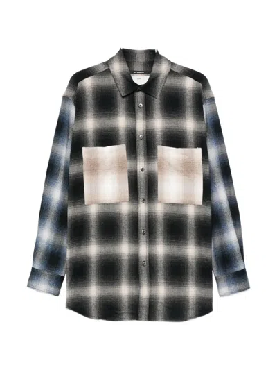 Song For The Mute Check-pattern Chest-pocket Overshirt In Multi