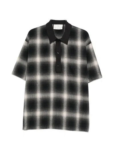 Song For The Mute Check-pattern Short-sleeve Polo Shirt In Black