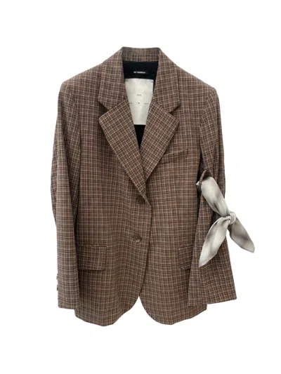 Song For The Mute Check-pattern Blazer In Brown