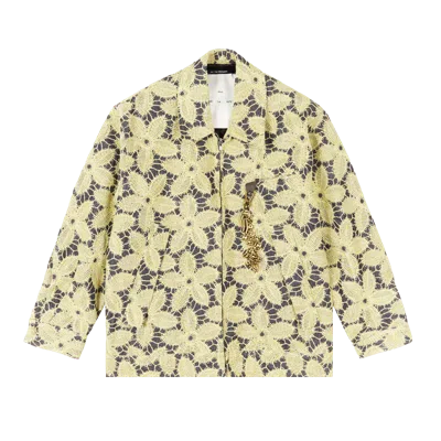 Song For The Mute Coach Jacket With Flowers Pattern Yellow