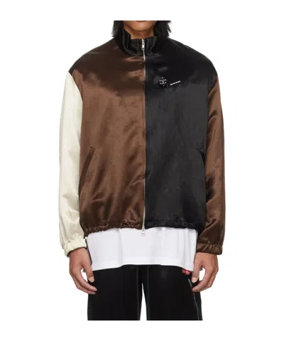 Song For The Mute Colorblock Casual Jacket In Brown