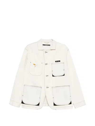 Song For The Mute Contrast Stitching Pocket Coat In White