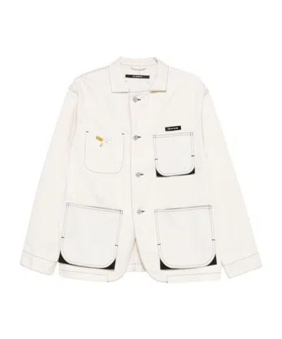 Song For The Mute Contrast Stitching Pocket Coat In White