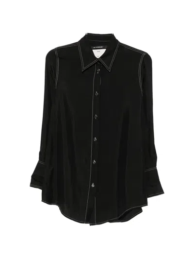 Song For The Mute Contrast-stitch Shirt In Black