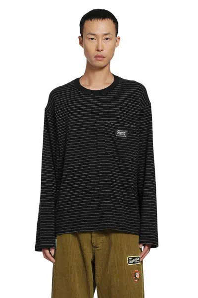 Song For The Mute Striped Chest-pocket T-shirt In Black