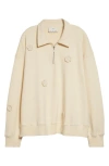 Song For The Mute Daisy Appliqué Quarter Zip Sweatshirt In White