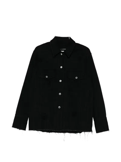 Song For The Mute 'daisy' Button Distressed Jacket In Black