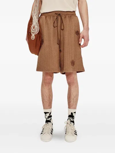 Song For The Mute Daisy Chain Textured Drawstring Shorts In 中性色