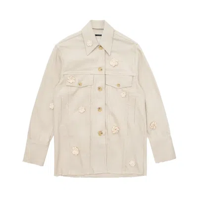Pre-owned Song For The Mute Daisy Long Worker Jacket 'bone' | Cream | Men's Size 46