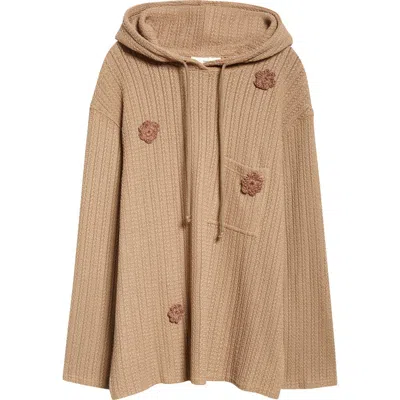 Song For The Mute Daisy Raw Patch Pocket Hoodie In Sand