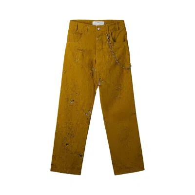 Pre-owned Song For The Mute Destroyed Long Work Pant 'yellow' | Men's Size 46