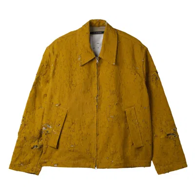 Pre-owned Song For The Mute Destroyed Pleated Zip Up Jacket 'yellow' | Men's Size 48