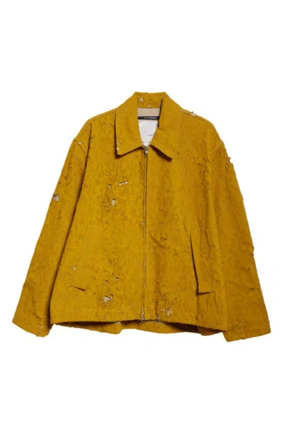 Song For The Mute Distressed Cotton Twill Jacket In Mustard