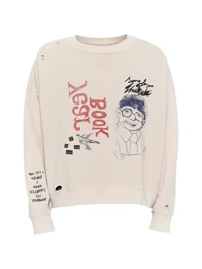 Song For The Mute Distressed Graphic-print Sweatshirt In Neutral