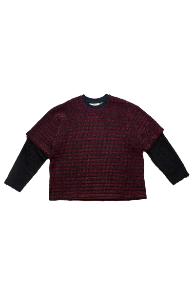 Song For The Mute Double Layered Sleeves Pullover Red In Burgundy
