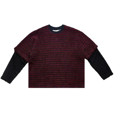 Pre-owned Song For The Mute Double Layered Sleeves Pullover 'red' | Men's Size 54