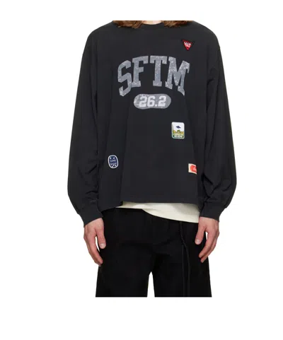 Song For The Mute Drape Crew Neck T-shirt In Black