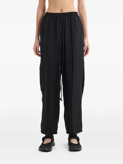 Song For The Mute Drawstring Texture-detail Trousers In Black