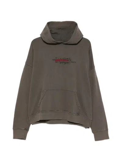 Song For The Mute Embroidered-logo Pouch-pocket Hoodie In Brown