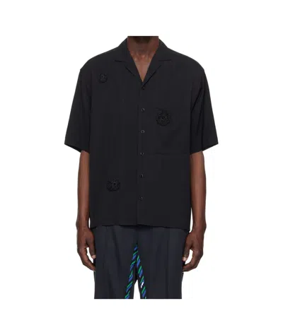 Song For The Mute Floral Patch Shirt In Black