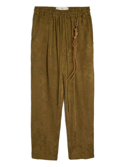 Song For The Mute Floral-patterned Drawstring Trousers In Green