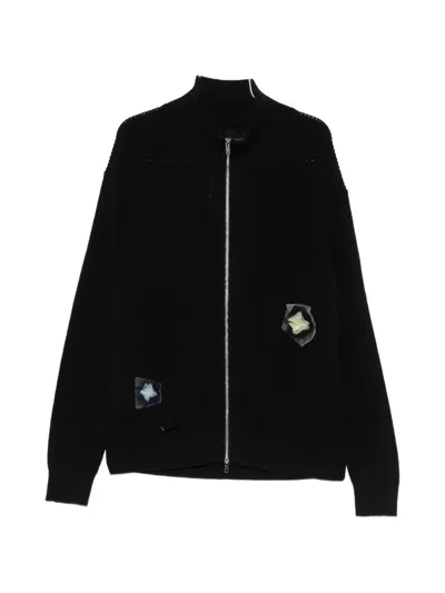Song For The Mute Flower Zip Up Funnel Cardigan In Black