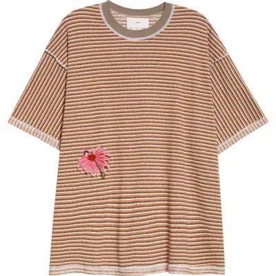 Song For The Mute Flower Appliqué Gym T-shirt In Multi