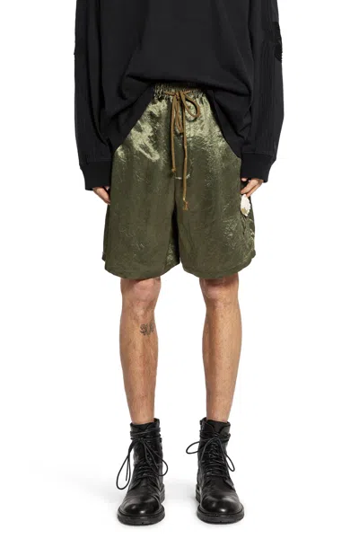 Song For The Mute Flower Elasticated Shorts In Green