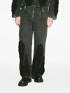 Song For The Mute Frayed-hem Shearling-panel Jeans In Black