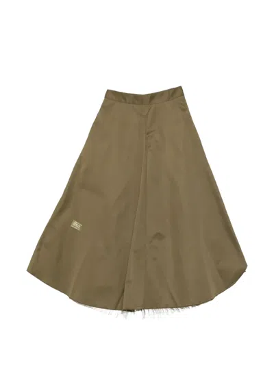 Song For The Mute Frayed-edge A-line Midi Skirt In Green