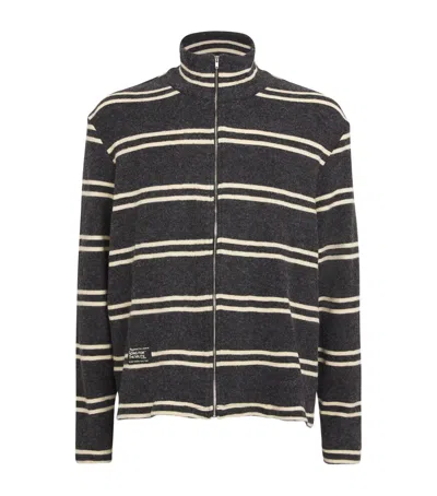 Song For The Mute Funnel-neck Zip-up Cardigan In Black