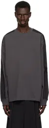 Song For The Mute Gray 'appliqué' Crew Neck Pullover Sweatshirt In Washed Black