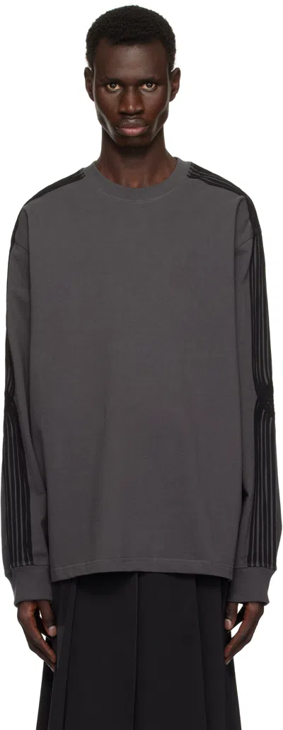 Song For The Mute Gray 'appliqué' Crew Neck Pullover Sweatshirt In Washed Black