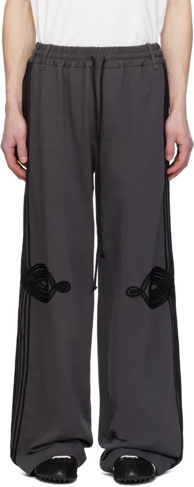 Song For The Mute Applique Relaxed Lounge Pants In Washed Black