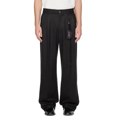 Song For The Mute Gray Double Pleated Trousers In Black