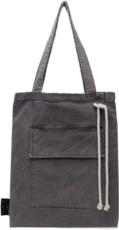 Song For The Mute Gray Flap Pocket Tote In Black