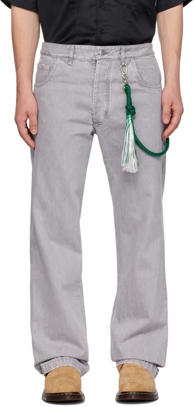 Song For The Mute Gray Long Work Jeans In Grey